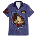 Personalised ANZAC Day Family Matching Off Shoulder Maxi Dress and Hawaiian Shirt Poppy Flowers Ripped Fabric Effect