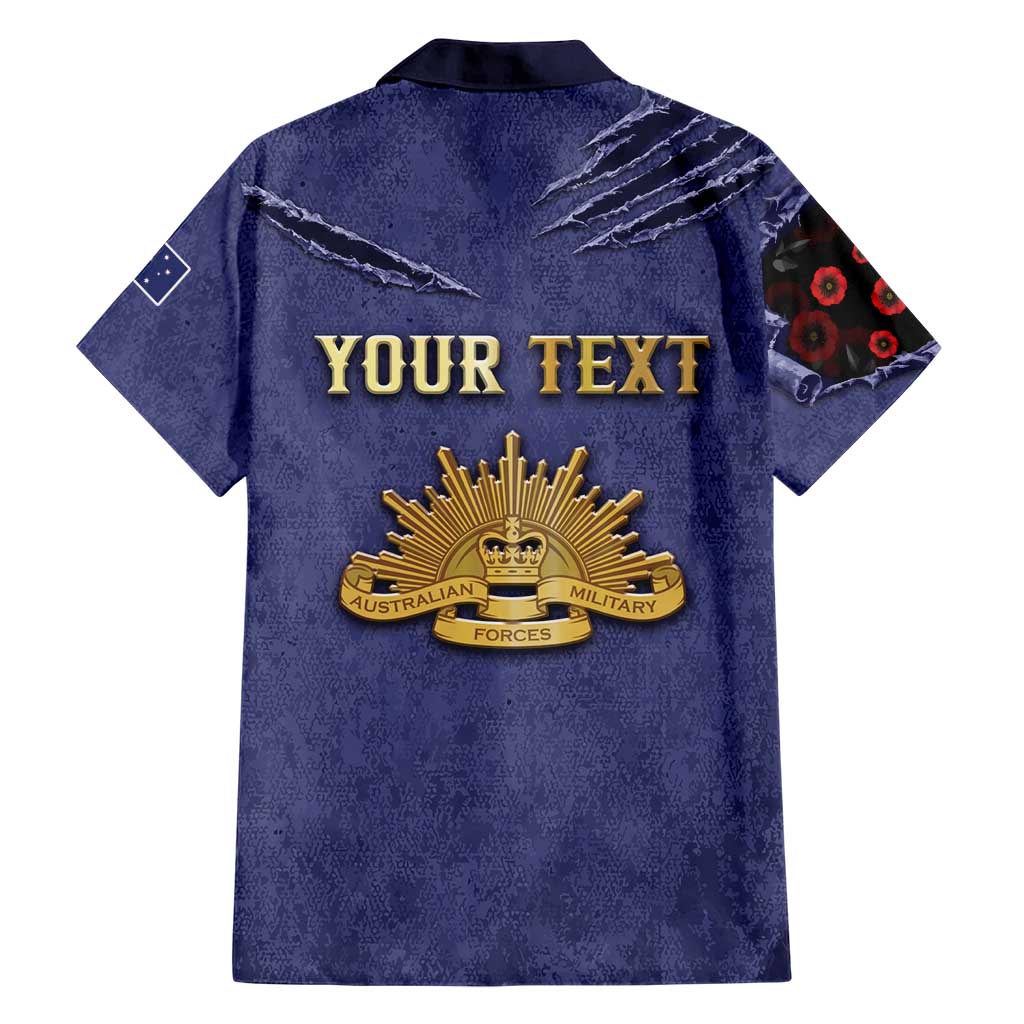 Personalised ANZAC Day Family Matching Off Shoulder Maxi Dress and Hawaiian Shirt Poppy Flowers Ripped Fabric Effect