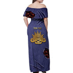 Personalised ANZAC Day Family Matching Off Shoulder Maxi Dress and Hawaiian Shirt Poppy Flowers Ripped Fabric Effect