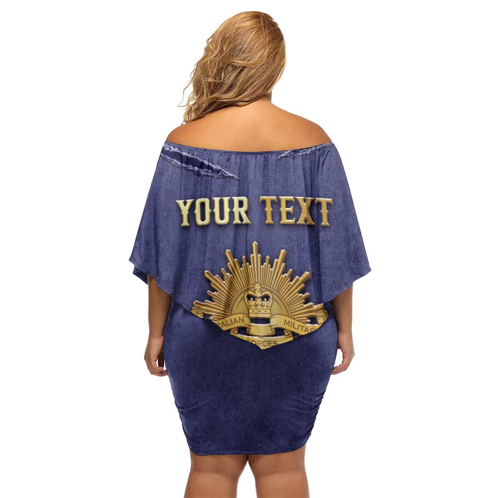 Personalised ANZAC Day Family Matching Off Shoulder Short Dress and Hawaiian Shirt Poppy Flowers Ripped Fabric Effect