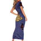 Personalised ANZAC Day Family Matching Short Sleeve Bodycon Dress and Hawaiian Shirt Poppy Flowers Ripped Fabric Effect