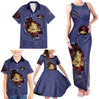 Personalised ANZAC Day Family Matching Tank Maxi Dress and Hawaiian Shirt Poppy Flowers Ripped Fabric Effect