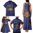 Personalised ANZAC Day Family Matching Tank Maxi Dress and Hawaiian Shirt Poppy Flowers Ripped Fabric Effect