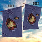 ANZAC Day Garden Flag Poppy Flowers Ripped Fabric Effect