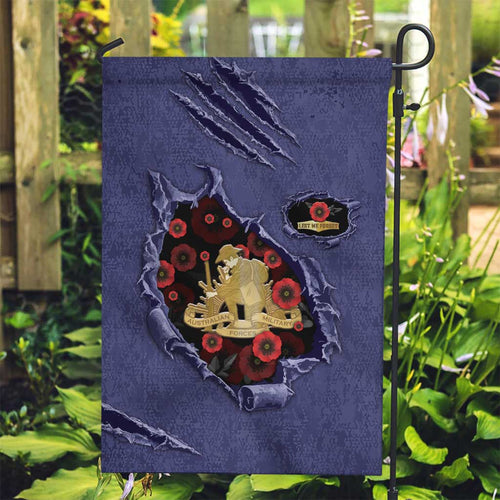 ANZAC Day Garden Flag Poppy Flowers Ripped Fabric Effect