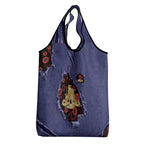 ANZAC Day Grocery Bag Poppy Flowers Ripped Fabric Effect