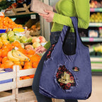 ANZAC Day Grocery Bag Poppy Flowers Ripped Fabric Effect