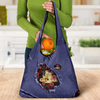 ANZAC Day Grocery Bag Poppy Flowers Ripped Fabric Effect