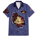 Personalised ANZAC Day Hawaiian Shirt Poppy Flowers Ripped Fabric Effect