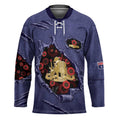 Personalised ANZAC Day Hockey Jersey Poppy Flowers Ripped Fabric Effect