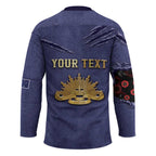 Personalised ANZAC Day Hockey Jersey Poppy Flowers Ripped Fabric Effect