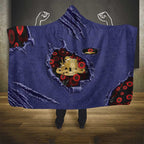 ANZAC Day Hooded Blanket Poppy Flowers Ripped Fabric Effect