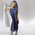 ANZAC Day Hooded Blanket Poppy Flowers Ripped Fabric Effect