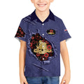 Personalised ANZAC Day Kid Hawaiian Shirt Poppy Flowers Ripped Fabric Effect