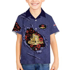 Personalised ANZAC Day Kid Hawaiian Shirt Poppy Flowers Ripped Fabric Effect