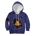 Personalised ANZAC Day Kid Hoodie Poppy Flowers Ripped Fabric Effect