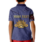 Personalised ANZAC Day Kid Polo Shirt Poppy Flowers Ripped Fabric Effect