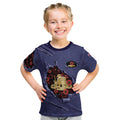 Personalised ANZAC Day Kid T Shirt Poppy Flowers Ripped Fabric Effect