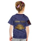 Personalised ANZAC Day Kid T Shirt Poppy Flowers Ripped Fabric Effect