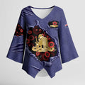 Personalised ANZAC Day Kimono Sleeve Blouse Poppy Flowers Ripped Fabric Effect