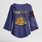 Personalised ANZAC Day Kimono Sleeve Blouse Poppy Flowers Ripped Fabric Effect