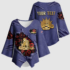Personalised ANZAC Day Kimono Sleeve Blouse Poppy Flowers Ripped Fabric Effect