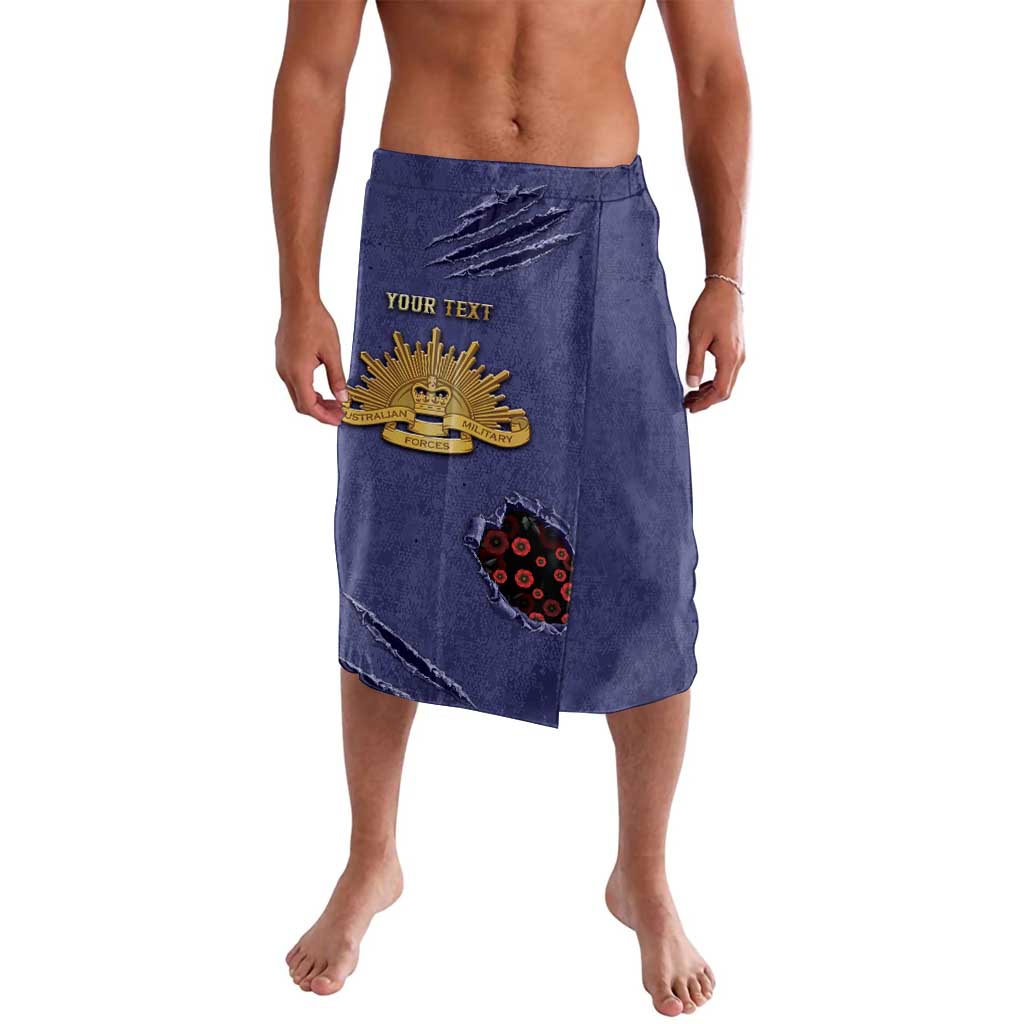 Personalised ANZAC Day Lavalava Poppy Flowers Ripped Fabric Effect
