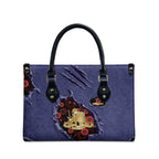 ANZAC Day Leather Bag Poppy Flowers Ripped Fabric Effect
