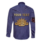 Personalised ANZAC Day Long Sleeve Button Shirt Poppy Flowers Ripped Fabric Effect
