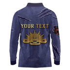 Personalised ANZAC Day Long Sleeve Polo Shirt Poppy Flowers Ripped Fabric Effect