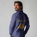 Personalised ANZAC Day Long Sleeve Polo Shirt Poppy Flowers Ripped Fabric Effect