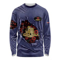 Personalised ANZAC Day Long Sleeve Shirt Poppy Flowers Ripped Fabric Effect