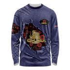 Personalised ANZAC Day Long Sleeve Shirt Poppy Flowers Ripped Fabric Effect
