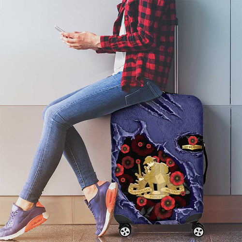ANZAC Day Luggage Cover Poppy Flowers Ripped Fabric Effect