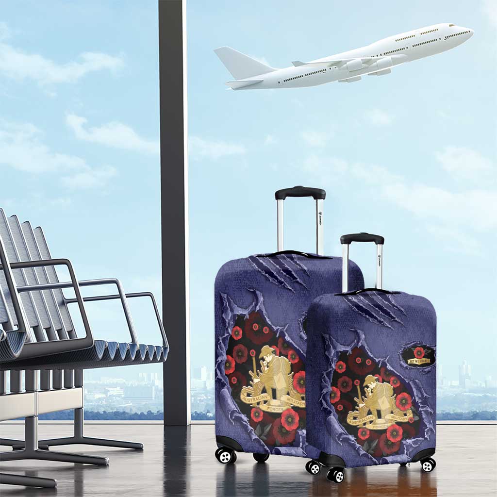 ANZAC Day Luggage Cover Poppy Flowers Ripped Fabric Effect