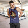 Personalised ANZAC Day Men Tank Top Poppy Flowers Ripped Fabric Effect
