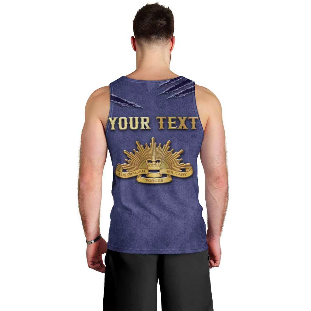 Personalised ANZAC Day Men Tank Top Poppy Flowers Ripped Fabric Effect