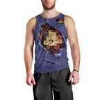 Personalised ANZAC Day Men Tank Top Poppy Flowers Ripped Fabric Effect