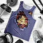 Personalised ANZAC Day Men Tank Top Poppy Flowers Ripped Fabric Effect