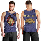 Personalised ANZAC Day Men Tank Top Poppy Flowers Ripped Fabric Effect