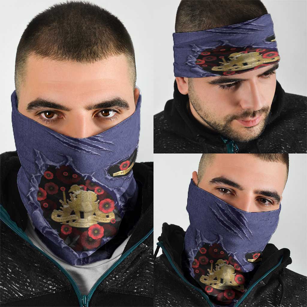 ANZAC Day Neck Gaiter Poppy Flowers Ripped Fabric Effect
