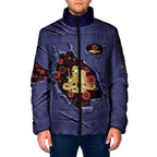 Personalised ANZAC Day Padded Jacket Poppy Flowers Ripped Fabric Effect