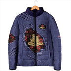 Personalised ANZAC Day Padded Jacket Poppy Flowers Ripped Fabric Effect