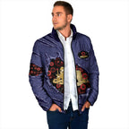 Personalised ANZAC Day Padded Jacket Poppy Flowers Ripped Fabric Effect