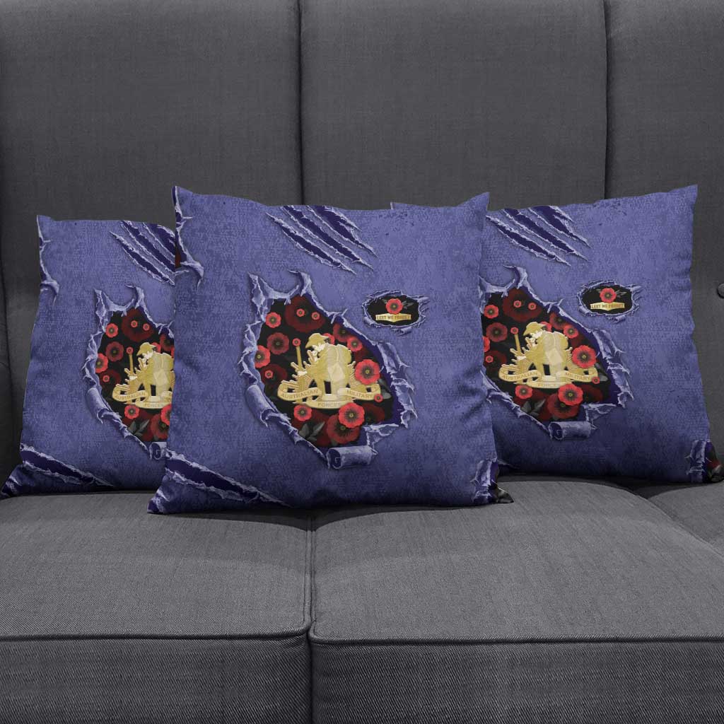 ANZAC Day Pillow Cover Poppy Flowers Ripped Fabric Effect