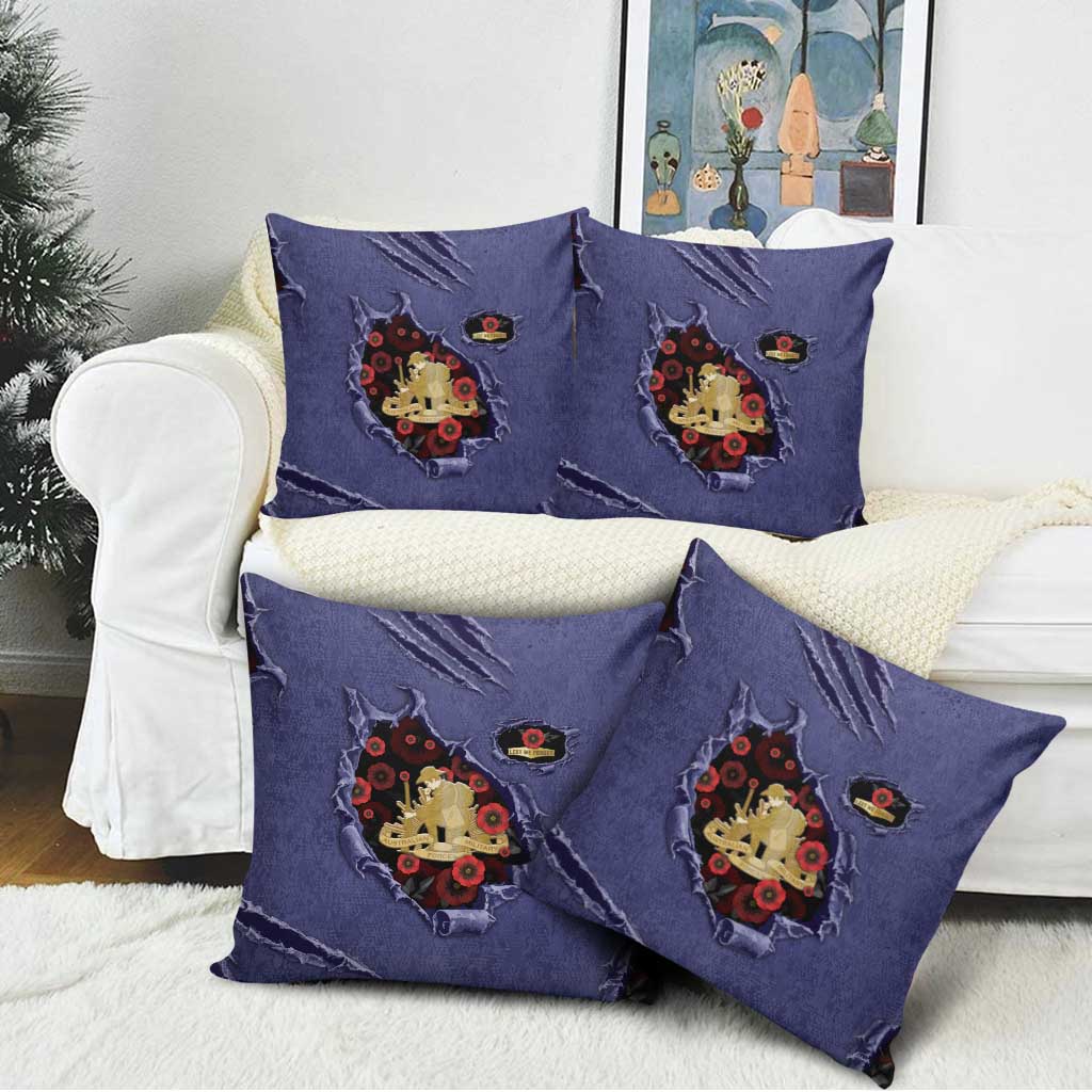 ANZAC Day Pillow Cover Poppy Flowers Ripped Fabric Effect