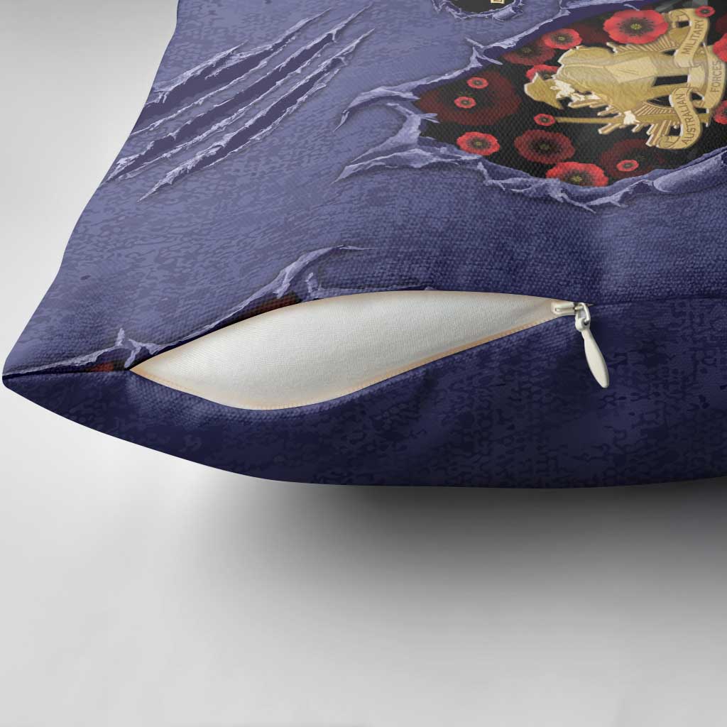 ANZAC Day Pillow Cover Poppy Flowers Ripped Fabric Effect