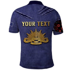 Personalised ANZAC Day Polo Shirt Poppy Flowers Ripped Fabric Effect