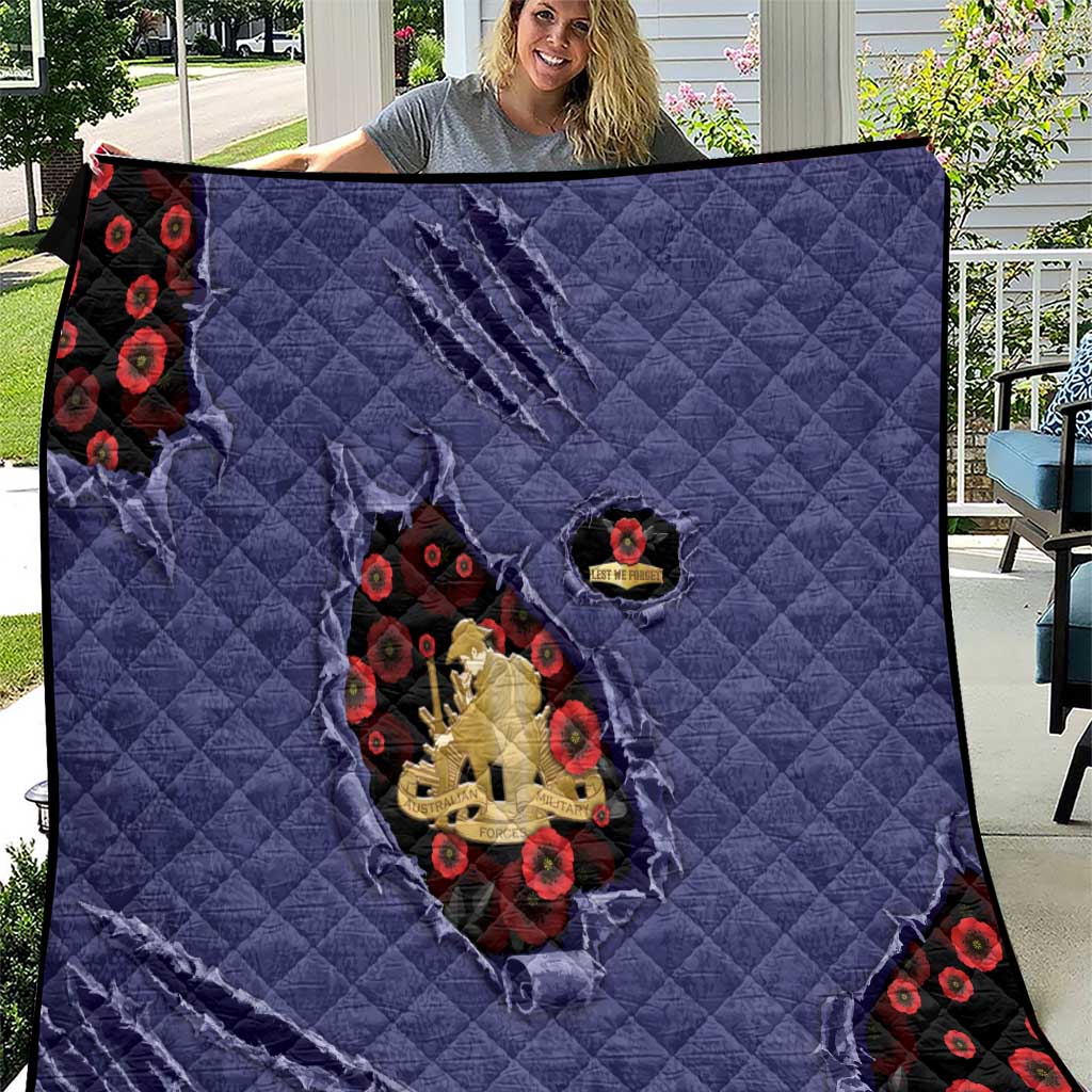 ANZAC Day Quilt Poppy Flowers Ripped Fabric Effect
