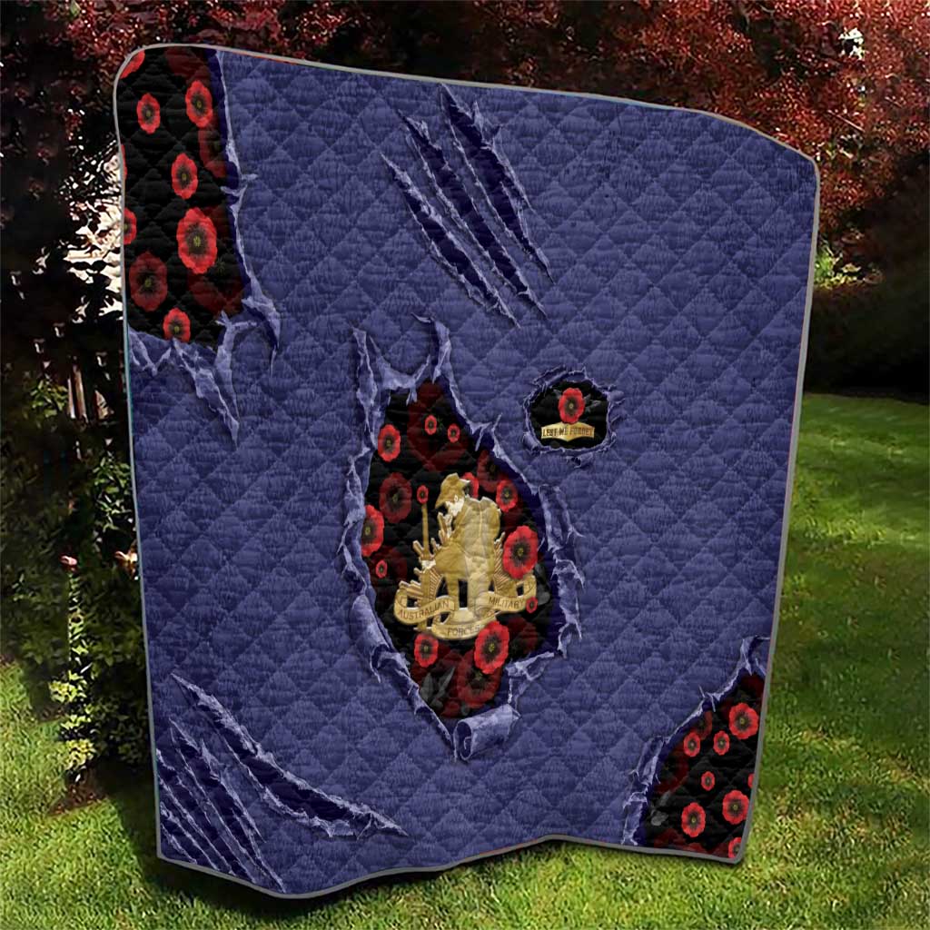 ANZAC Day Quilt Poppy Flowers Ripped Fabric Effect